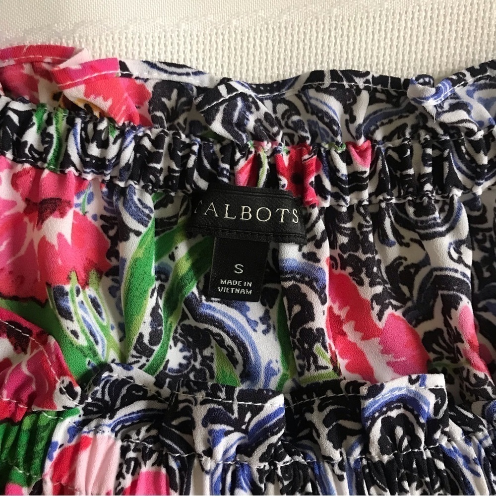 Talbots Floral Tile On/Off Shoulder Short Sleeve Resort Blouse Top NWOT S - Picture 5 of 12